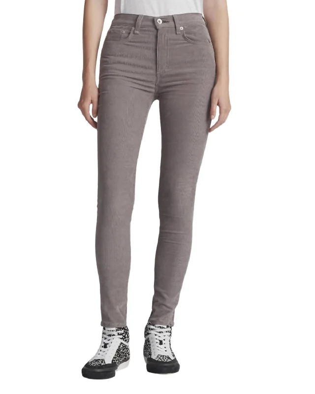 High Rise Skinny Corduroy Denim Jeans In Nickel